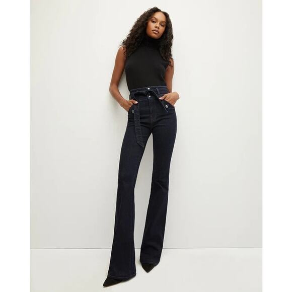 Veronica‎ Beard Giselle Skinny Flare High Rise Jeans Black Size 18 - Picture 1 of 9